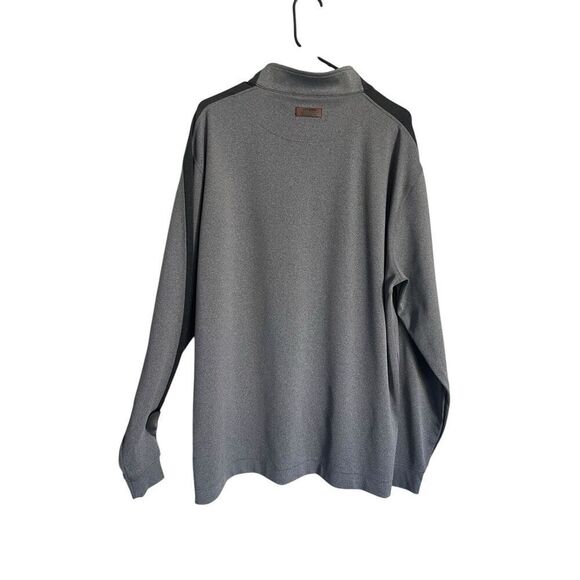 Hitachi Mens Gray Black Mock Neck Colorblock Long Sleeves Half Zip Sweater XL - Picture 2 of 10